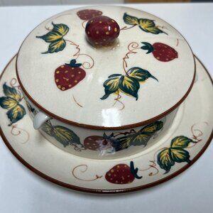 Vintage Fred Roberts Co Japan Strawberry Condiment Serving Set With Spoons